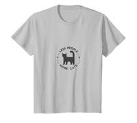 Moins de Gens Plus de Chats : Amoureux des Chats insolites, Chat T-Shirt, Enfant, Argent, 10 Ans