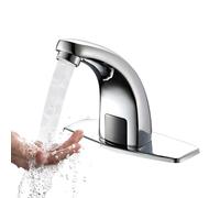Moins de robinet de cuisine à piles avec détecteur de mouvement automatique pour robinet de salle de bain infrarouge électronique 1 trou filtre intégré avec plaque de recouvrement pour G1/2