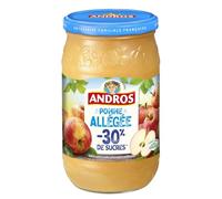 Moins de sucres pour le plaisir quotidien - ANDROS Compote pomme allégée, 30% de sucres en moins, bocal en verre de 730g - Lot de 4