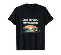 Moins d'écran Plus Serein Chill Vibes Beach Phone Art T-Shirt