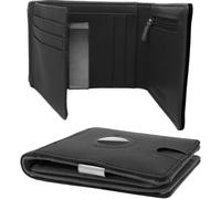 MOIRENTO, Airtag Portefeuille fin en cuir véritable avec blocage RFID - Porte-cartes intelligent à trois volets, porte-cartes de crédit, pince à billets, étiquette Apple Air Tag, avec poche pour