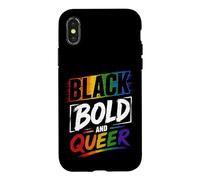 Mois de la fierté de la mélanine Gay Arc-en-Ciel LGBTQ Noire, audacieuse et Queer Coque pour iPhone X/XS