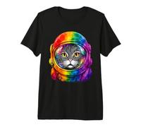 Mois de la fierté LGBT de l'espace des Chats astronau T-Shirt Haut de Gamme