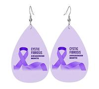 Mois de la sensibilisation à la fibrose kystique ruban violet boucles d'oreilles en Faux cuir larme boucles d'oreilles pour femmes filles