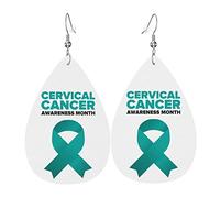Mois de la sensibilisation au cancer du col de l'utérus Boucles d'oreilles en cuir PU en forme de larme filles Mariage de ma