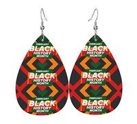 Mois de l'histoire des Noirs 2023 Boucles d'oreilles pendantes en forme de larme légère en similicuir pour femme