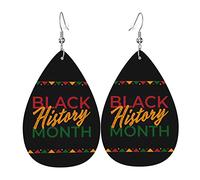 Mois de l'histoire des Noirs 2023 Boucles d'oreilles pendantes en forme de larme légère en similicuir pour femme
