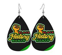 Mois de l'histoire des Noirs 2023 Clip en cuir sur boucles d'oreilles Faux PU léger Goutte en forme de goutte pour les femmes