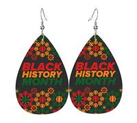 Mois de l'histoire des Noirs 2023 Clip en cuir sur boucles d'oreilles Faux PU léger Goutte en forme de goutte pour les femmes