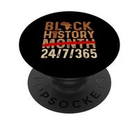 Mois de l'histoire des Noirs 24/7/365 - African Roots Melanin Pride PopSockets PopGrip Adhésif