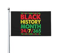 Mois De L'Histoire Des Noirs 24H/24 7J/7 365J/An Drapeaux De Jardin Drapeau De La Fierté Amusant Bannière Durable Pour Intérieur Ferme Extérieure 3X5 Ft