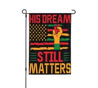 Mois de l'histoire des Noirs - Drapeau américain - Son rêve compte toujours - Drapeau de jardin - Impression recto verso - Décoration intérieure - 31,75 cm x 45,7 cm