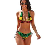Mois de l'histoire des Noirs - Fierté Afro-américaine - Ensemble Bikini Triangle 2 pièces, Maillot de Bain à Nouer sur Les côtés pour Femmes