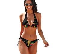 Mois de l'histoire des Noirs - Fierté Afro-américaine - Ensemble Bikini Triangle 2 pièces, Maillot de Bain à Nouer sur Les côtés pour Femmes