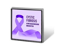 Mois de sensibilisation à la fibrose kystique : épinglettes ruban violet, badges carrés, épinglettes émaillées, décorations de fête
