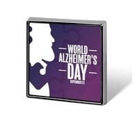 Mois de sensibilisation à la maladie d'Alzheimer : épinglettes ruban violet, badges carrés, épinglettes émaillées, décorations de fête