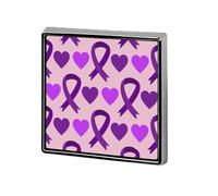 Mois de sensibilisation à la maladie d'Alzheimer : épinglettes ruban violet, badges carrés, épinglettes émaillées, décorations de fête