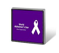 Mois de sensibilisation à la maladie d'Alzheimer : épinglettes ruban violet, badges carrés, épinglettes émaillées, décorations de fête