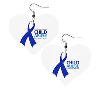 Mois de sensibilisation à la maltraitance des enfants boucles d'oreilles en cuir pour femmes boucles d'oreilles pendantes pendentif coeur goutte avec crochet cadeaux pour fille adulte