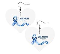 Mois de sensibilisation à la maltraitance des enfants boucles d'oreilles en cuir pour femmes boucles d'oreilles pendantes pendentif coeur goutte avec crochet cadeaux pour fille adulte