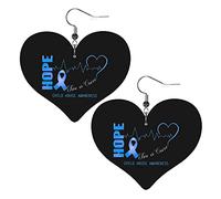 Mois de sensibilisation à la maltraitance des enfants boucles d'oreilles en cuir pour femmes boucles d'oreilles pendantes pendentif coeur goutte avec crochet cadeaux pour fille adulte