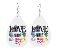 Mois De Sensibilisation À L'Autisme 2023 Pendantes Double Face Pendantes En Cuir Légères Boucle D'Oreille Pour Fête Des Mères Décorations Quotidien