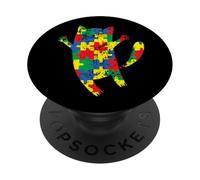 Mois de Sensibilisation à l'Autisme - Acceptation du Soutien des Chats Heureux PopSockets PopGrip Adhésif