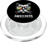 Mois de Sensibilisation à l'Autisme - Chat - Vintage - Inscription « Mom Dad » PopSockets PopGrip pour MagSafe