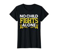 Mois de Sensibilisation au Cancer de l'enfance « No Child Fights Alone » T-Shirt Graphique avec Valeur, Femme, Noir, M