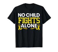 Mois de Sensibilisation au Cancer de l'enfance « No Child Fights Alone » T-Shirt Graphique avec Valeur, Homme, Noir, XL