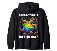 Mois de Sensibilisation au TDAH aux différences de Coquillage de Tortues Arc-en-Ciel Sweat à Capuche