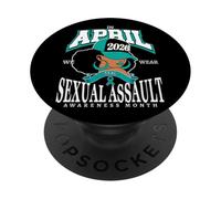 Mois de Sensibilisation aux agressions sexuelles 2026 April We Wear Teal PopSockets PopGrip Adhésif