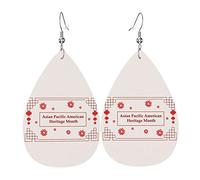 Mois du patrimoine asiatique américain et insulaire du Pacifique balancent en cuir Clip sur boucles d'oreilles Faux PU léger goutte de larme pour les femmes