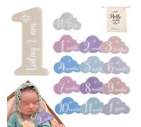 Mois Marqueur bébé,Cartes marqueurs bébé,Cartes photo des signes des mois de bébé - Marqueur mensuel en acrylique, cartes de mois en forme de, signe Bonjour, accessoires photo pour annonce de bé