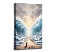 Moïse se séparant de la mer Rouge - Peinture chrétienne avec verset biblique - Peinture d'exode biblique - Cadeau chrétien - Décoration murale religieuse - Décoration d'intérieur pour maison, chambre