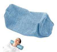 moismk Housses de Coussin Cylindriques en Lin Doux avec Fermeture Éclair Dissimulée, Taies d'oreiller Cervicales Amovibles et Lavables, Taie Uniquement Personnalisables(Bleu Clair,80x20cm)