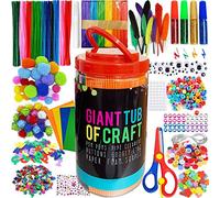 MOISO 550+Pcs DIY Art Craft Kit pour Enfants Cadeau Bricolage Artisanal Jouets éducatifs Set d'artisanat Pipe Cleaners, Wiggle Googl Yeux, Pompons Scintillant, Plume, Boutons, Bâtons D'artisanat