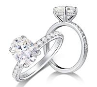Moissanite Bague de fiançailles pour femme en argent sterling 925 avec solitaire en diamant artificiel 2 carats Taille 4,5 à 11, 34, Pierre :, Moissanite