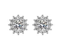 Moissanite Stud Earrings With Color Round Cut Lab CreatedDiamond Earrings In Sterling Silver With WhiteGold Plated For Women Men Nettoyeur Trousse Baguier Kits (Silver, One Size)
