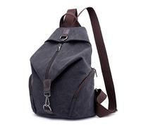 MOISTRI Femmes Mode Sac À Dos Sac À Main Toile Voyage Sac À Bandoulière Multi Poches Mode Voyage Sac à dos pour Femmes Noir