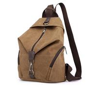 MOISTRI Femmes Mode Sac À Dos Sac À Main Toile Voyage Sac À Bandoulière Multi Poches Mode Voyage Sac à dos pour Femmes Brun