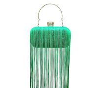 MOISTRI Pochette de soirée à franges pour femme, sac à main à poignée supérieure pailletée avec strass, cha ne bandoulière amovible pour fête et mariage Vert