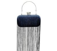 MOISTRI Pochette de soirée à franges pour femme, sac à main à poignée supérieure pailletée avec strass, cha ne bandoulière amovible pour fête et mariage Noir