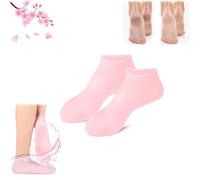 Moisturizing Foot Mask Exfoliating Silicone Socks Beach Protective Socks, Women Foot Spa Pedicure Silicone Socks, Silicone Moisturizing Socks for Dry Cracked Feet Women (one size,1pair-B)