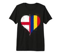 Moitié Anglais Moitié Roumain Un Drapeau Angleterre Roumanie T-Shirt Haut de Gamme