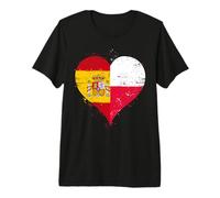 Moitié Espagnole Moitié Polonaise Un Drapeau Espagne Pologne T-Shirt Haut de Gamme