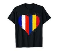 Moitié Français Moitié Roumain Un Drapeau France Roumanie T-Shirt