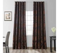 moitié Prix Drapes Jqch-201302-84 Magdelena Simili Soie Jacquard Rideau, Noir et Cognac, 50 x 84, Black & Cognac, 50 x 120