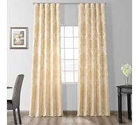 moitié Prix Drapes Jqch-201302-84 Magdelena Simili Soie Jacquard Rideau, Noir et Cognac, 50 x 84, Champagne, 50 x 120