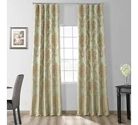 moitié Prix Drapes Jqch-201302-84 Magdelena Simili Soie Jacquard Rideau, Noir et Cognac, 50 x 84, Jade & Gold, 50 x 96